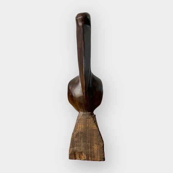 Vintage Hand Carved Hardwood Pelican 6" Figure Statue Bird Retro MCM - Picture 3 of 7